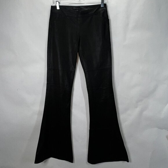 Theory Lamb Skin Leather Pants Flare Boot CutSize 0